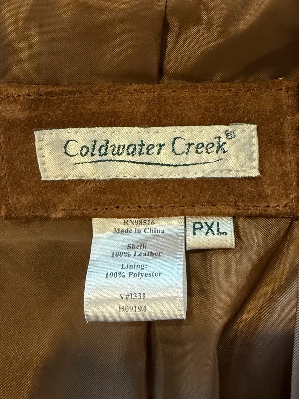 Coldwater creek cognac scallop Suede leather blazer Jacket XL Petite